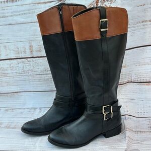 INC FRANK II Boots Leather Riding  two tone 9